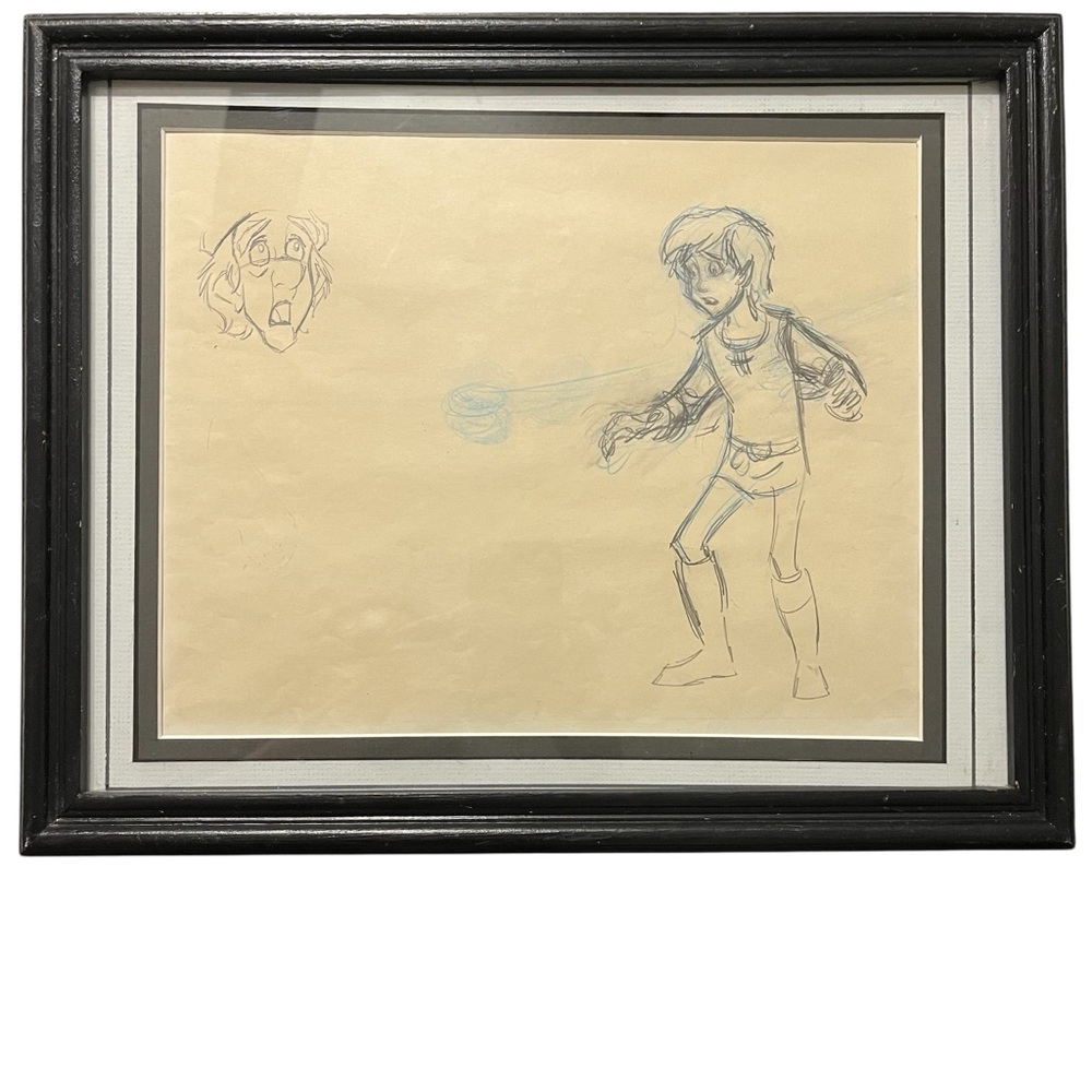 Disney’s 1985 THE BLACK CAULDRON Taran Fflewddur Original Animation Framed COA